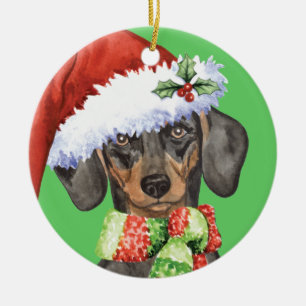 Happy Howlidays Dachshund Ceramic Ornament