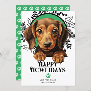 Happy Howlidays Dachshund Weiner Dog Christmas Holiday Card
