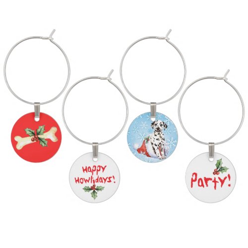 Happy Howlidays Dalmatian Wine Charm