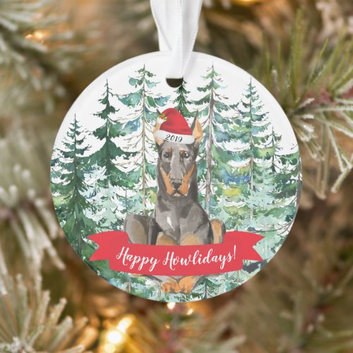 Happy Howlidays Doberman Christmas Ornament