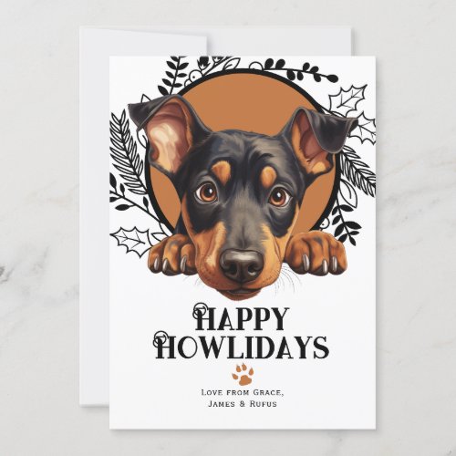 Happy Howlidays Doberman Pinscher Dog Christmas Holiday Card