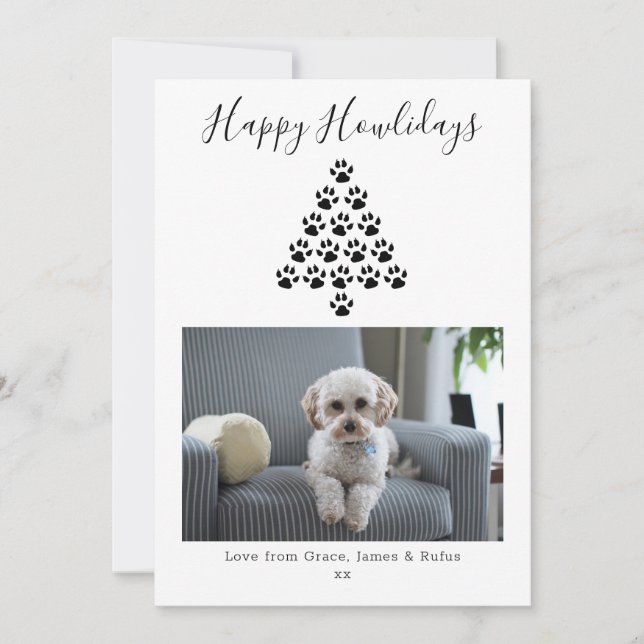 Happy Howlidays Dog Christmas Holiday Photo (red) (Front)