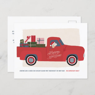 Happy Howlidays Dog in Truck Drawing Holiday Card