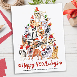 Happy HOWLidays Dog Lover Christmas Tree Business Holiday Postcard