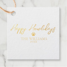 Happy Howlidays Dog Paw Print Holiday Foil