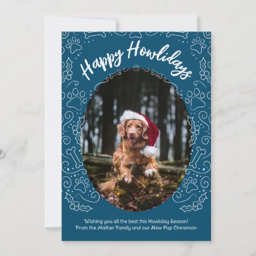 Happy Howlidays Dog Pet Christmas Card Dark Blue