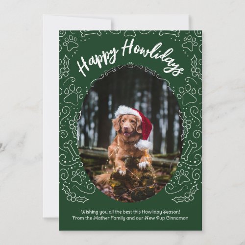 Happy Howlidays Dog Pet Christmas Card Dark Green