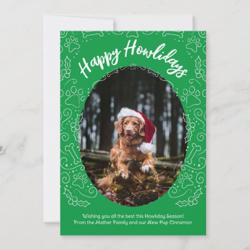 Happy Howlidays Dog Pet Christmas Card Green