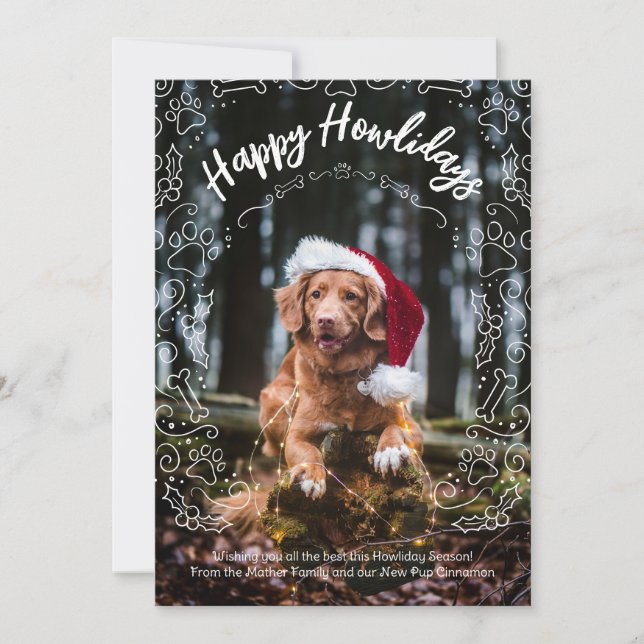 Happy Howlidays Dog Pet Photo Christmas Card (Front)