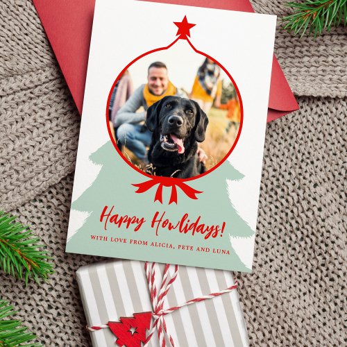 Happy Howlidays dog photo red Christmas Holiday Card