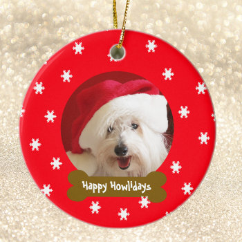 Happy Howlidays Dog Snowflake Christmas Ornament by ornamentsbyhenis at Zazzle