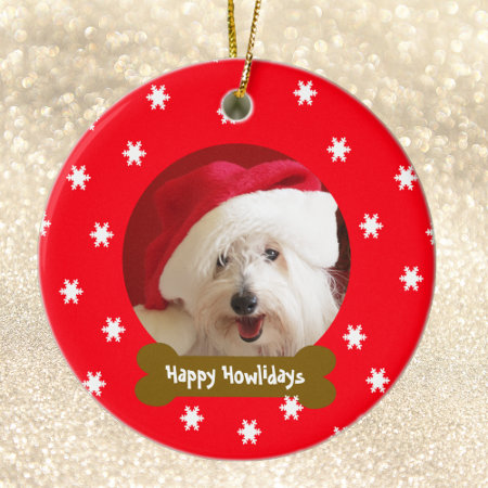 Happy Howlidays Dog Snowflake Christmas Ornament