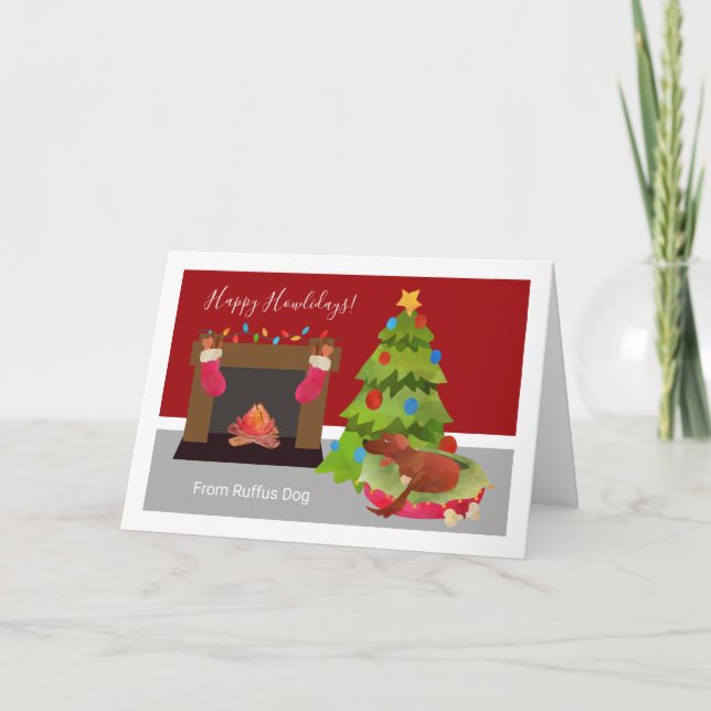 Happy Howlidays Dog Themed Christmas Personalized Holiday Card (Front)