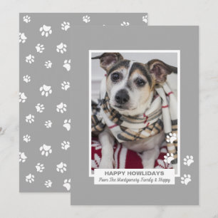 Happy Howlidays Dog with Paw Prints Pet Photo Holiday Card