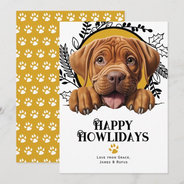 Happy Howlidays dogue de bordeaux Dog Holiday Card (Front/Back)