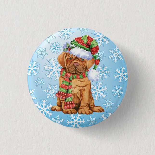 Happy Howlidays Dogue Pinback Button (Front)