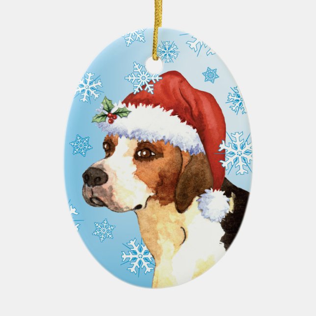 Happy Howlidays English Foxhound Ceramic Ornament (Front)