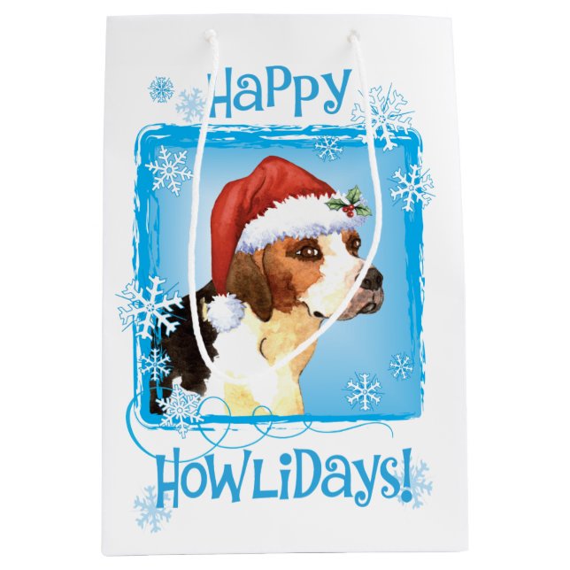 Happy Howlidays English Foxhound Medium Gift Bag (Front)