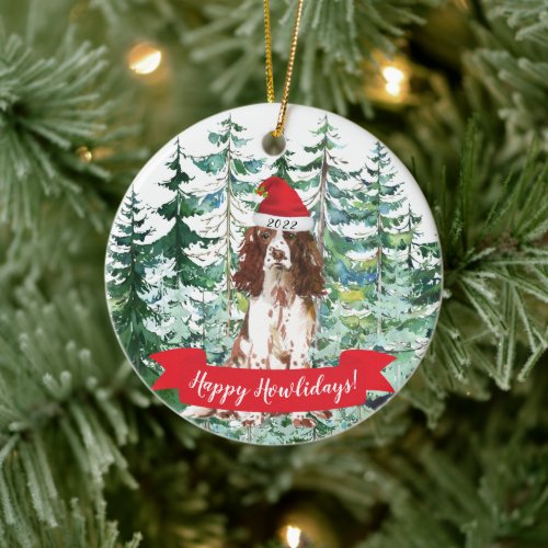 Happy Howlidays English Springer Spaniel  Ceramic Ornament