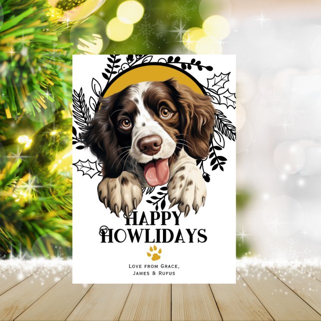 Happy Howlidays English Springer Spaniel Christmas Holiday Card (Happy Howlidays English Springer Spaniel Christmas Holiday Card by Ricaso. Printed or digital )
