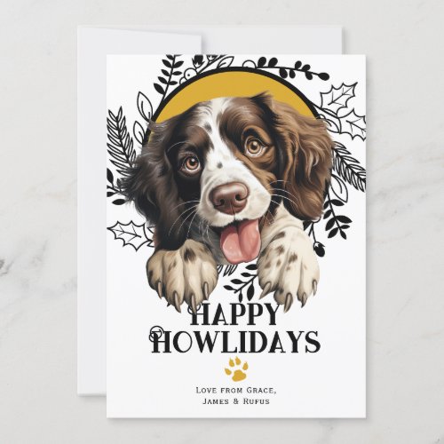 Happy Howlidays English Springer Spaniel Christmas Holiday Card