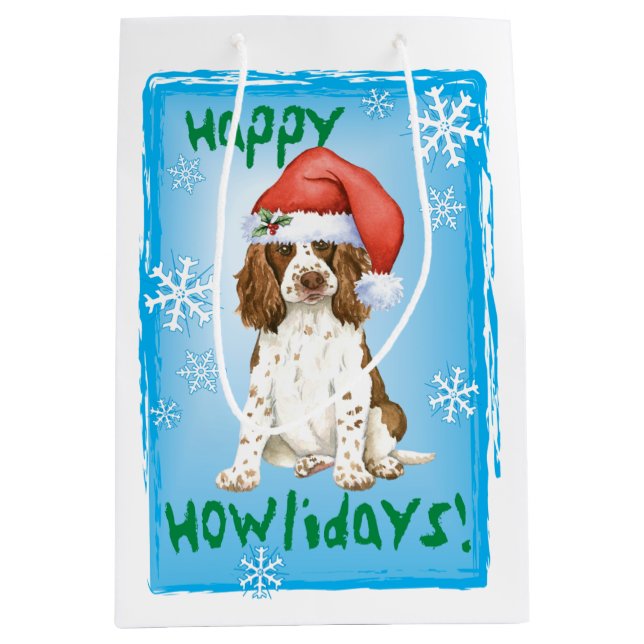 Happy Howlidays English Springer Spaniel Medium Gift Bag (Front)