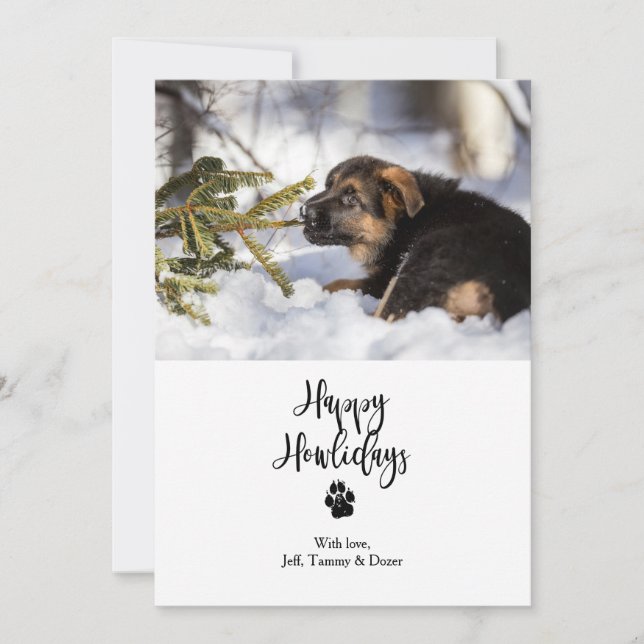 Happy Howlidays Flat Christmas Card Template (Front)