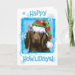 Happy Howlidays Flat-coated Retriever Holiday Card