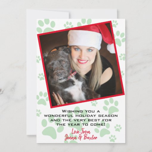 Happy Howlidays Fun Paw Print Christmas Tree Photo Holiday Card Zazzle
