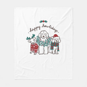 Happy Howlidays Funny Dog Christmas Gift  Fleece Blanket