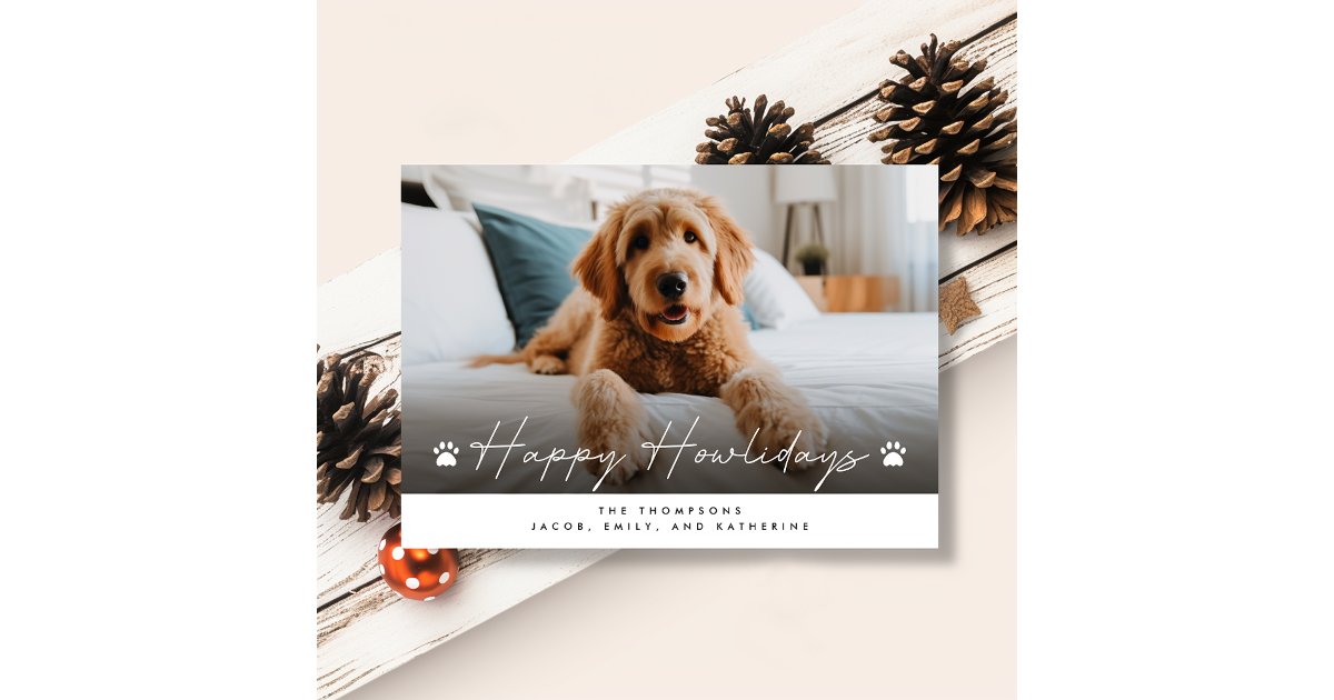 Happy Howlidays Funny Pet Dog Photo Christmas Holiday Card | Zazzle
