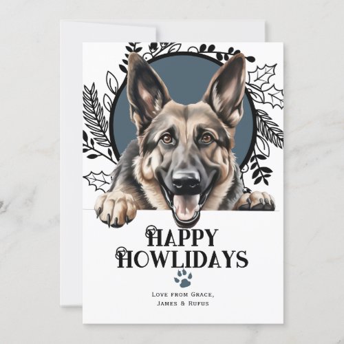 Happy Howlidays German Shepherd Dog Christmas Holiday Card