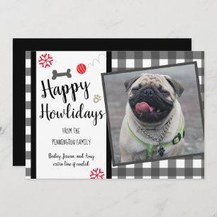 Happy Howlidays Gingham Dog Christmas Holiday Card