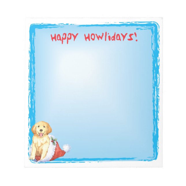 Happy Howlidays Golden Retriever Notepad (Front)