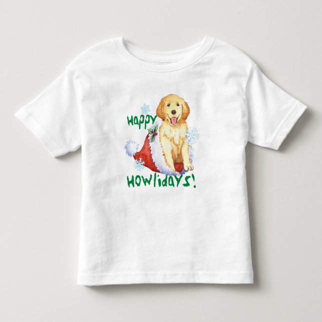 Happy Howlidays Golden Retriever T-Shirt (Front)