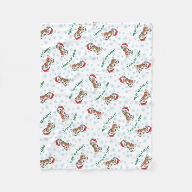 Happy Howlidays Great Dane Fleece Blanket (Front)