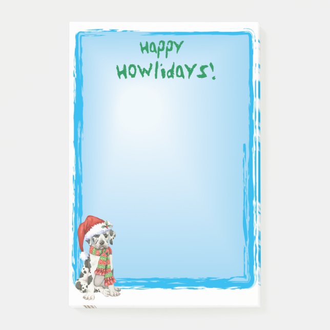 Happy Howlidays Great Dane Post-it Notes (Front)