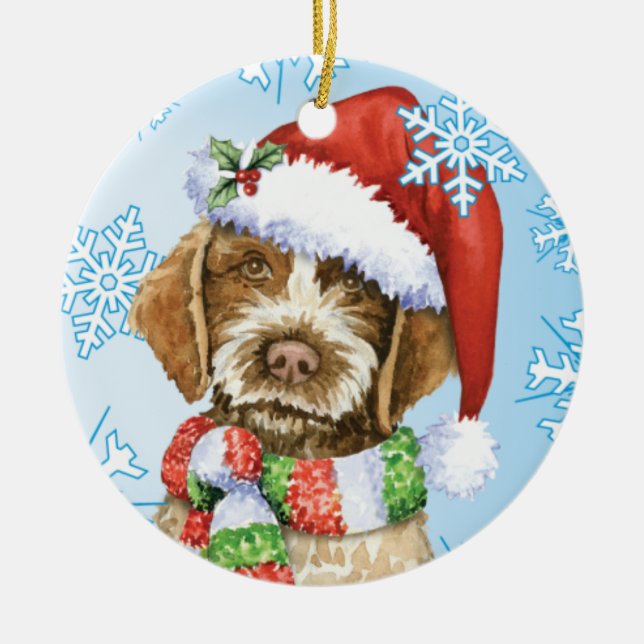 Happy Howlidays Griffon Ceramic Ornament (Front)