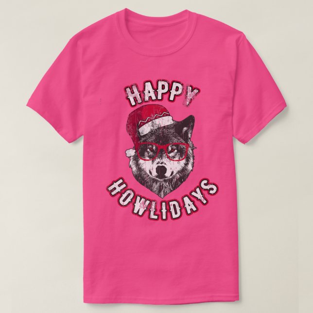 Happy Howlidays Grumpy Wolf Christmas Wolves lover T-Shirt (Design Front)