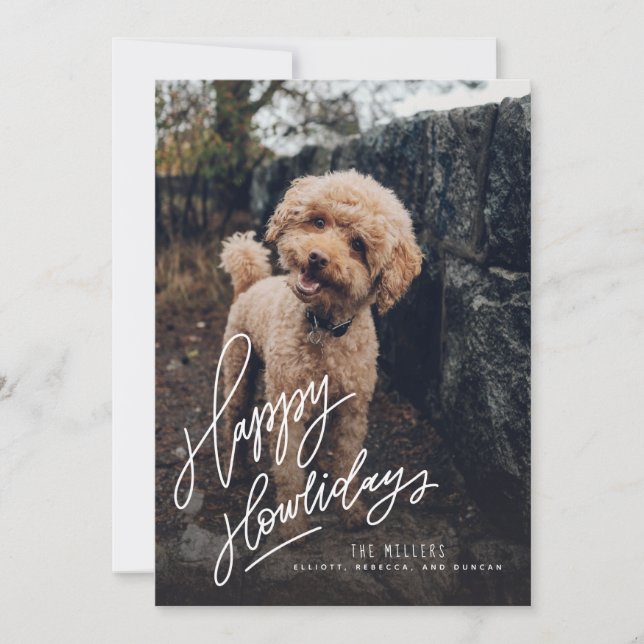 Happy Howlidays Hand-lettered | Pet Dog Photo (Front)