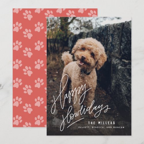 Happy Howlidays Hand-lettered | Pet Dog Photo Holiday Card