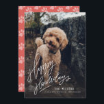 Happy Howlidays Hand-lettered | Pet Dog Photo Holiday Card<br><div class="desc">This pet themed full-bleed holiday card features your photo of your furry friend(s) and with our original hand-lettering. Comes with a paw print pattern on the back for an extra special touch.</div>