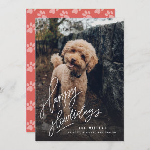 Happy Howlidays Hand-lettered   Pet Dog Photo Holiday Card