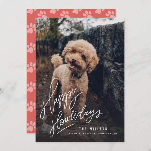 Happy Howlidays Hand_lettered  Pet Dog Photo Holiday Card