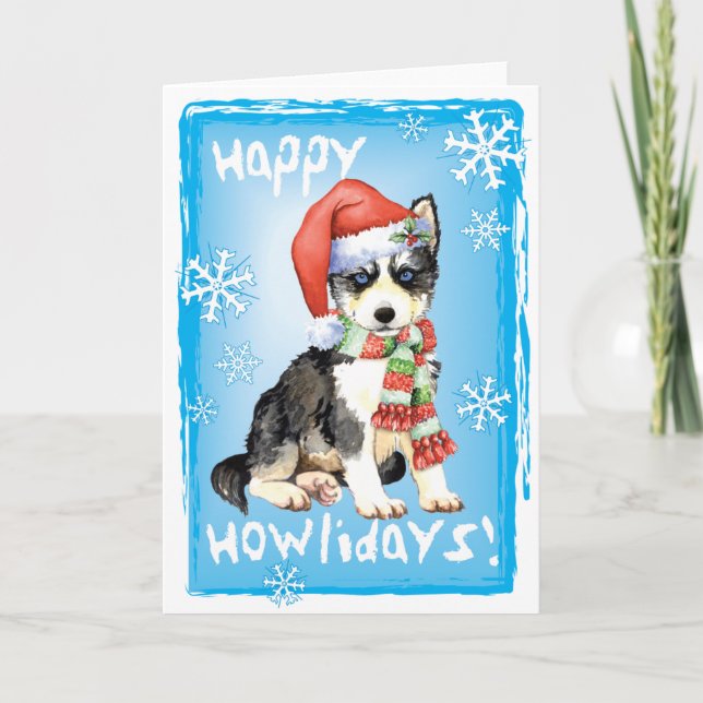 Happy Howlidays Husky Holiday Card (Front)