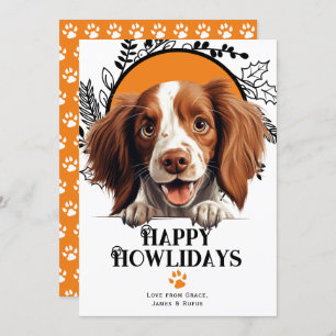 Happy Howlidays Irish Red and White Setter Dog Holiday Card