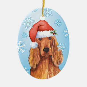Happy Howlidays Irish Setter Ceramic Ornament