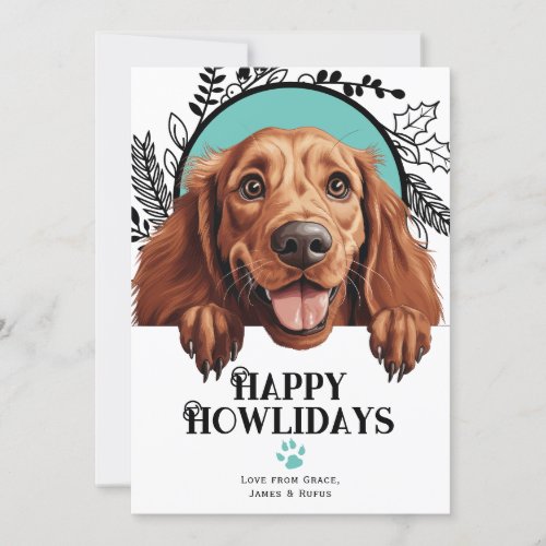 Happy Howlidays Irish Setter Dog Christmas Holiday Card