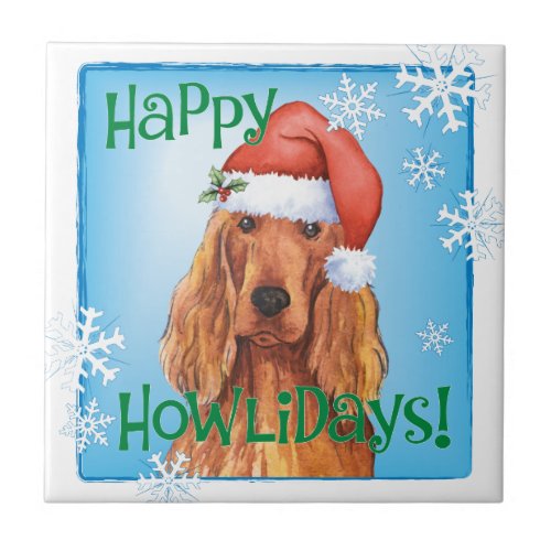 Happy Howlidays Irish Setter Tile