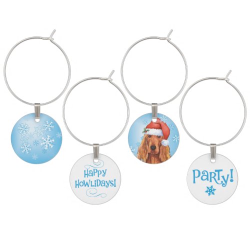 Happy Howlidays Irish Setter Wine Charm